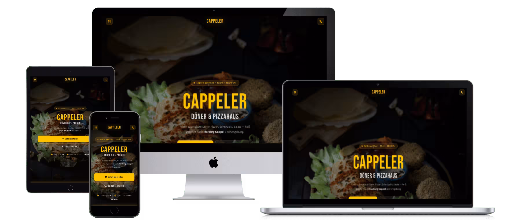 Gastro-Webshop von Cappeler Döner & Pizzahaus auf mehreren Geräten
