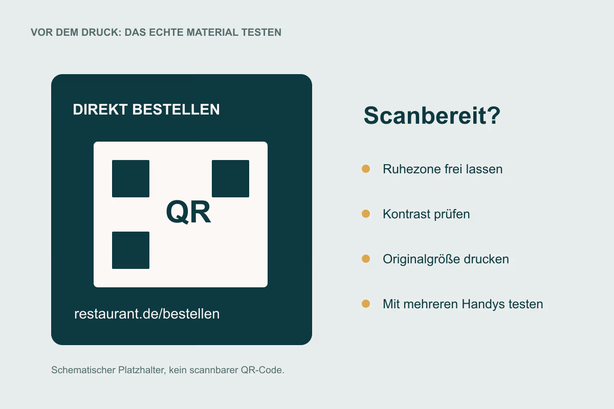 QR-Code für Restaurant-Bestellungen: vor dem Druck richtig testen: erklärende Illustration